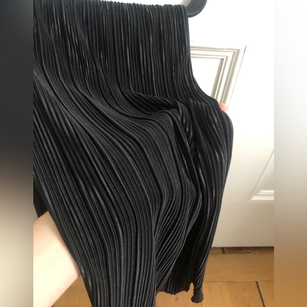 Black Wide-Leg Women's Pleated Boho-Style Pants S - Picture 5 of 7